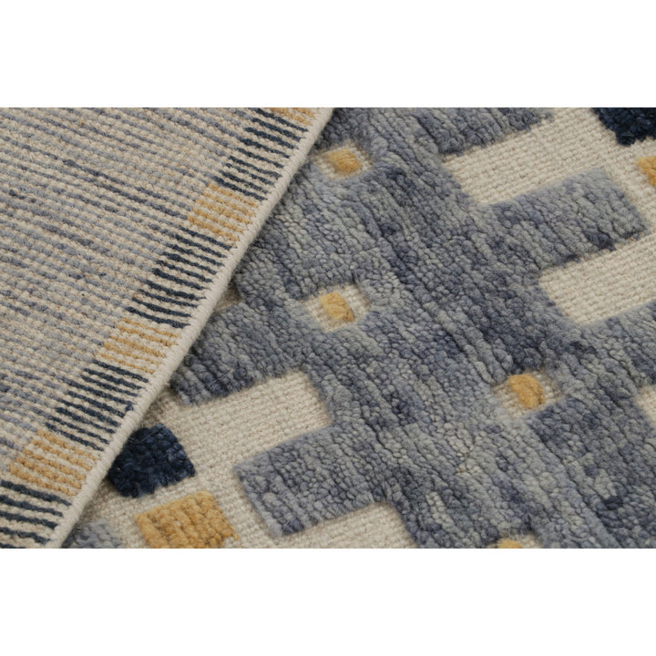 Blue Transitional Swedish Inspired Wool Rug - 8'1" x 9'11"