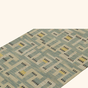 Blue Transitional Swedish Inspired Wool Rug - 4'1" x 9'5" - hover