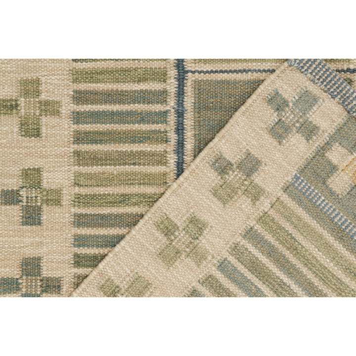 Green Flatweave Swedish Inspired Wool Rug - 6' x 9'