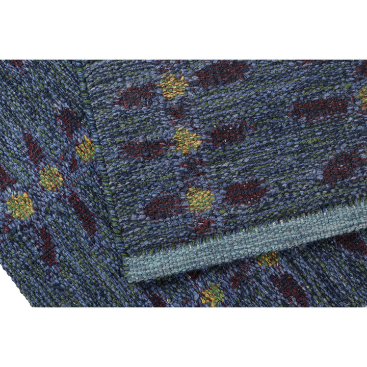 Blue Flatweave Swedish Inspired Wool Rug - 3'7" x 4'11"