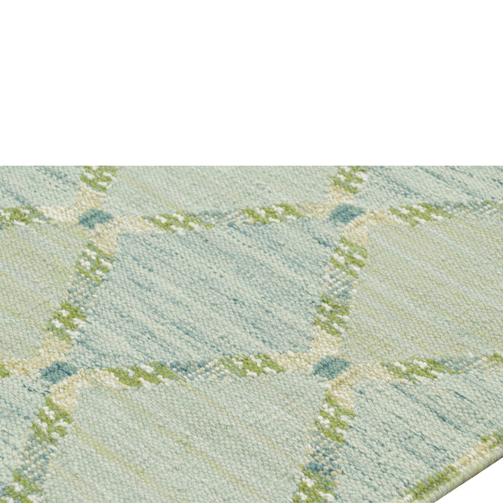 Green Flatweave Swedish Inspired Wool Rug - 4'1" x 6'