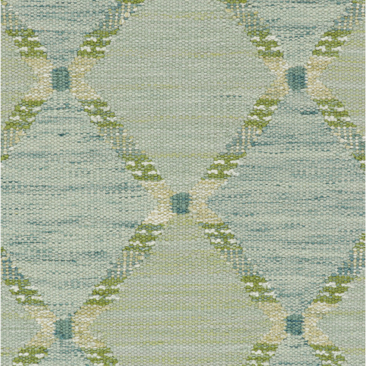 Green Flatweave Swedish Inspired Wool Rug - 4'1" x 6'