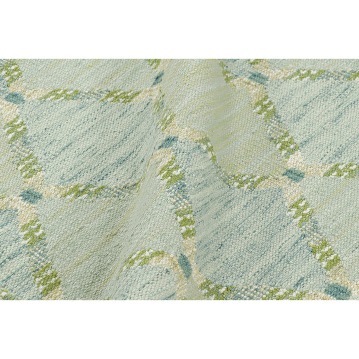 Green Flatweave Swedish Inspired Wool Rug - 4'1" x 6'