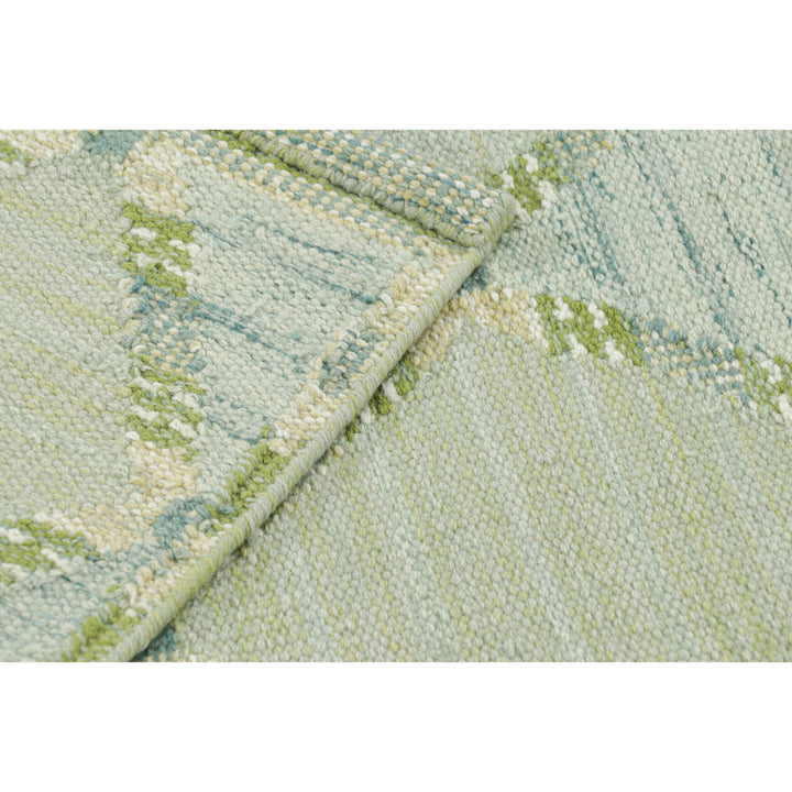 Green Flatweave Swedish Inspired Wool Rug - 4'1" x 6'