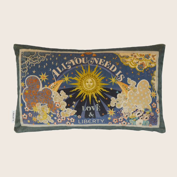 All You Need Is Love Lumbar Pillow, Blue