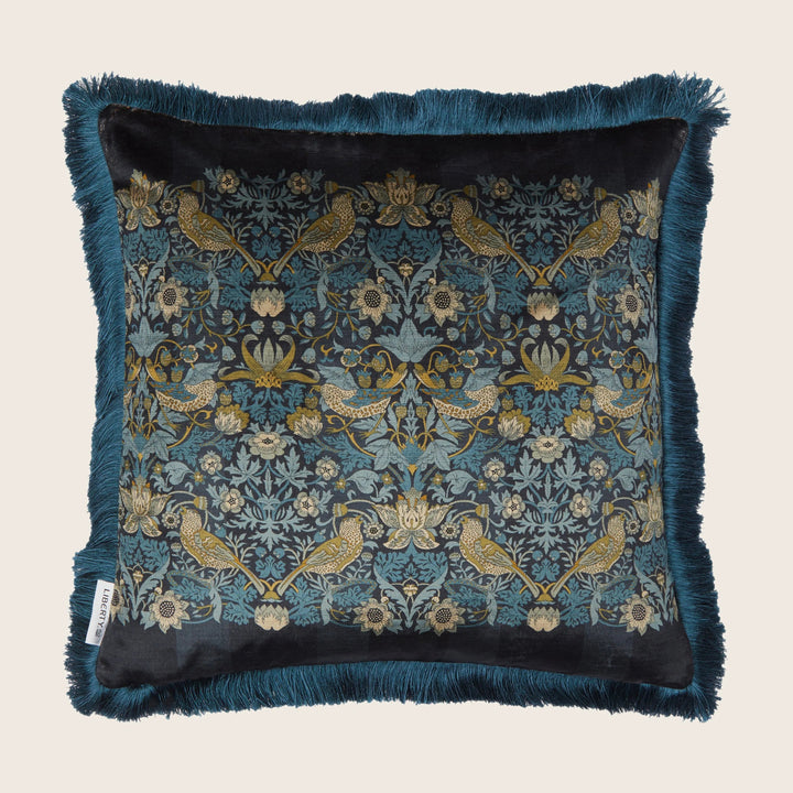 Strawberry Thief Fringe Pillow