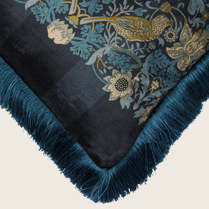 Strawberry Thief Fringe Pillow