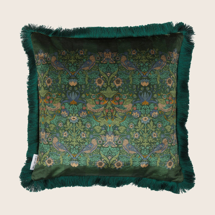 Strawberry Thief Fringe Pillow