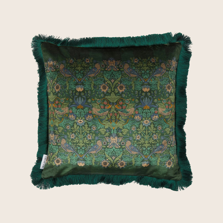 Strawberry Thief Fringe Pillow