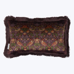 Strawberry Thief Fringe Lumbar Pillow, Purple