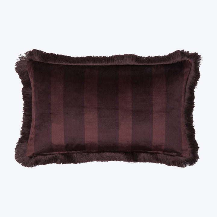 Strawberry Thief Fringe Lumbar Pillow, Purple