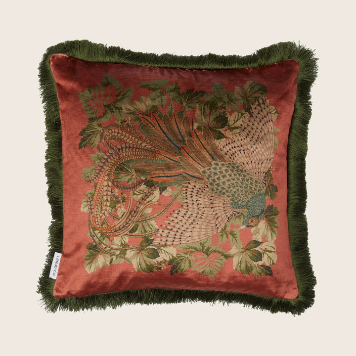 Lady Amphora Fringe Pillow, Coral