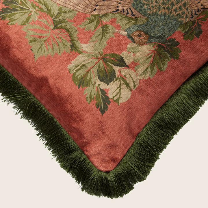 Lady Amphora Fringe Pillow, Coral