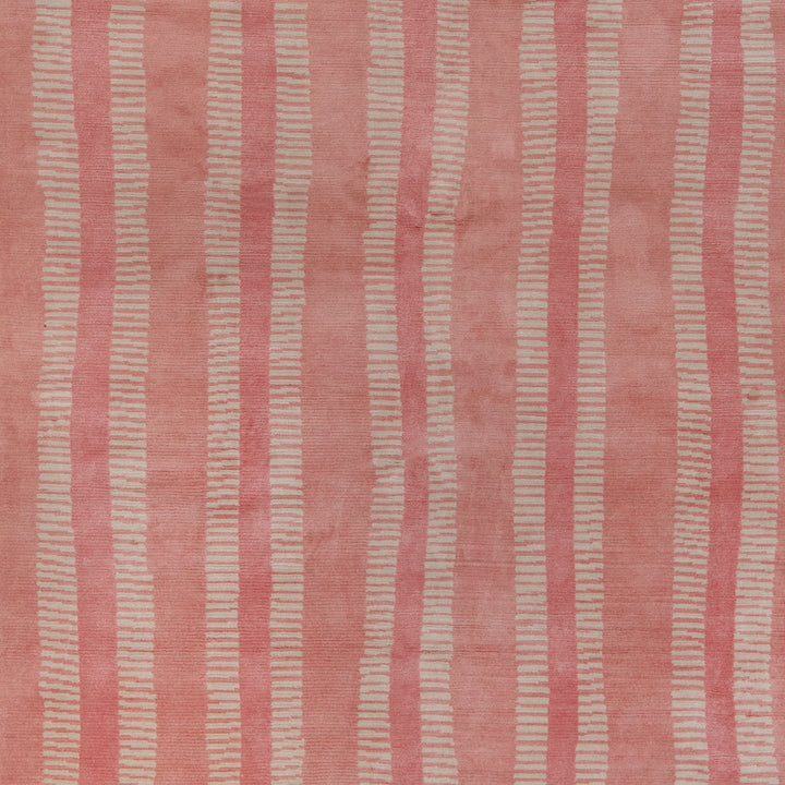 Pink Contemporary Tibetan Silk Wool Rug - 6' x 9'