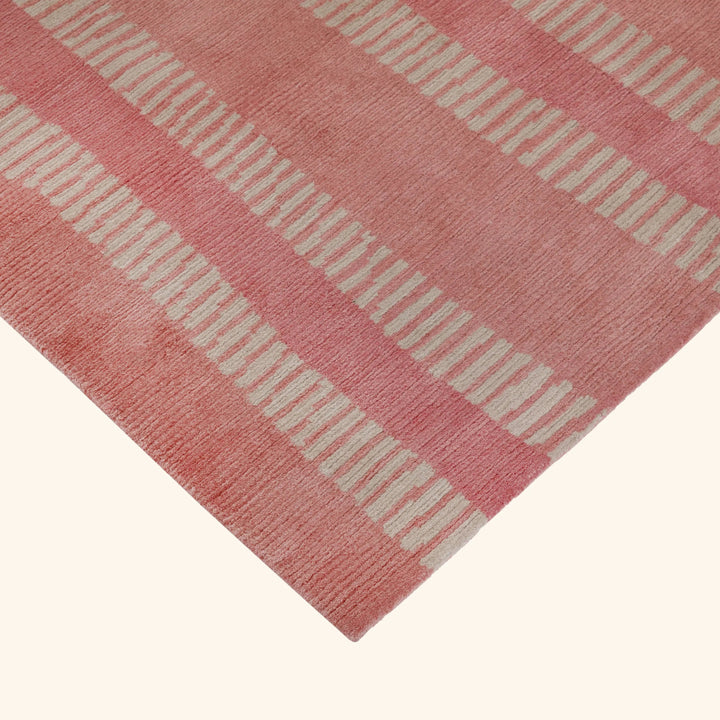 Pink Contemporary Tibetan Silk Wool Rug - 6' x 9'