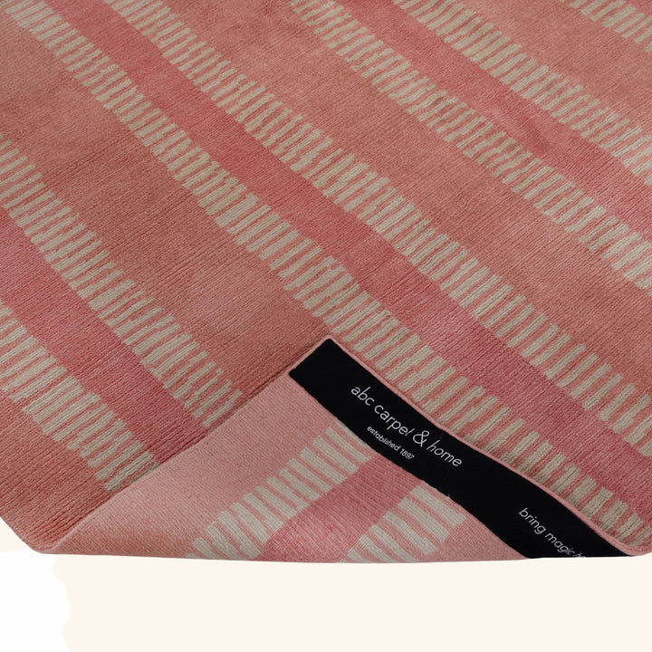 Pink Contemporary Tibetan Silk Wool Rug - 6' x 9'