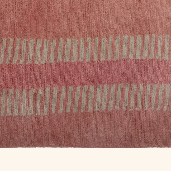 Pink Contemporary Tibetan Silk Wool Rug - 6' x 9'