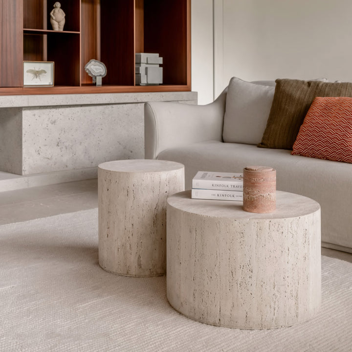 Post Coffee Table Grey Travertine