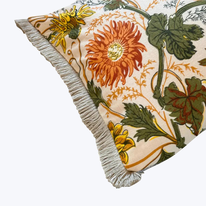 Vintage 1970s Floral Pint Lumbar Pillow 11" x 17"