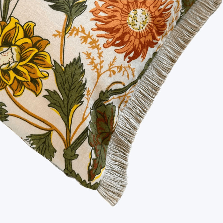 Vintage 1970s Floral Pint Lumbar Pillow 11" x 17"