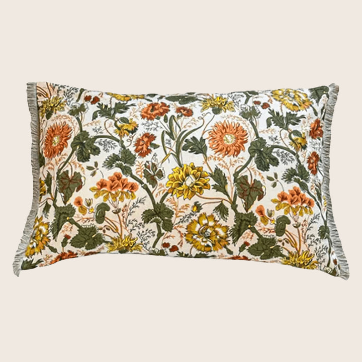 Vintage 1970s Floral Pint Lumbar Pillow
