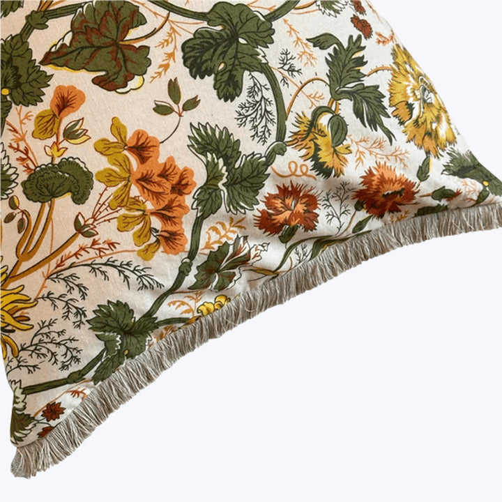 Vintage 1970s Floral Pint Lumbar Pillow 16" x 24"