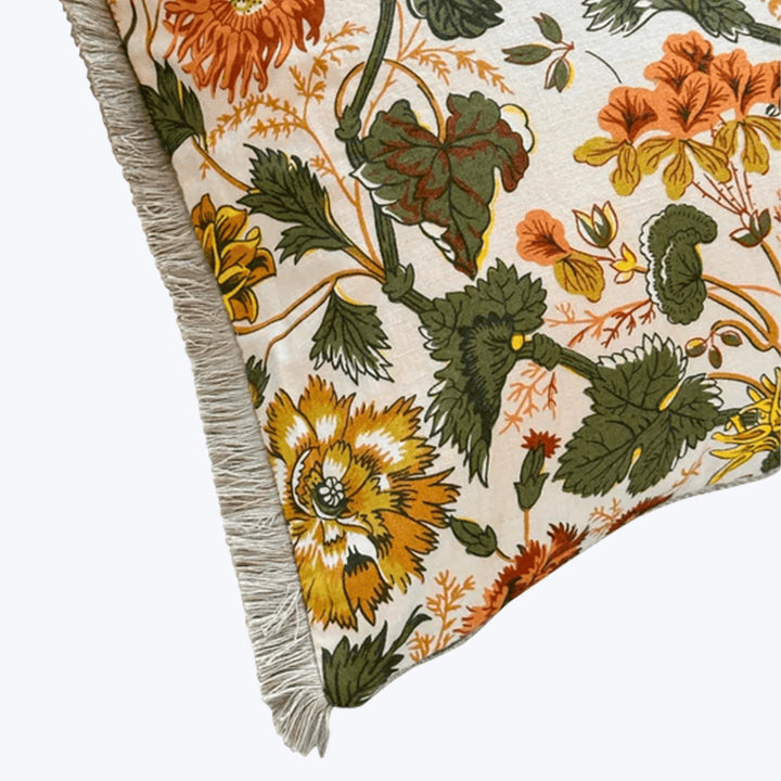 Vintage 1970s Floral Pint Lumbar Pillow 16" x 24"