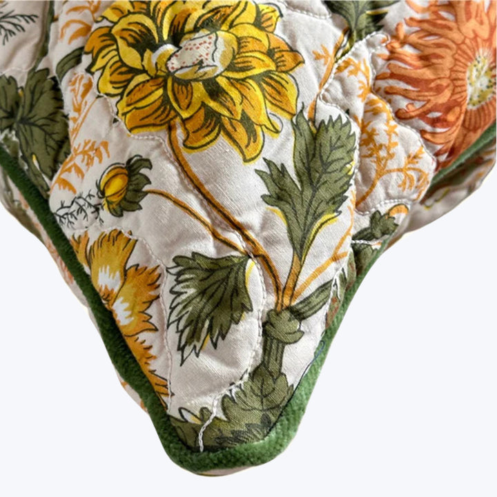 Vintage 1970s Floral Quilt Pillow 24" x 24"