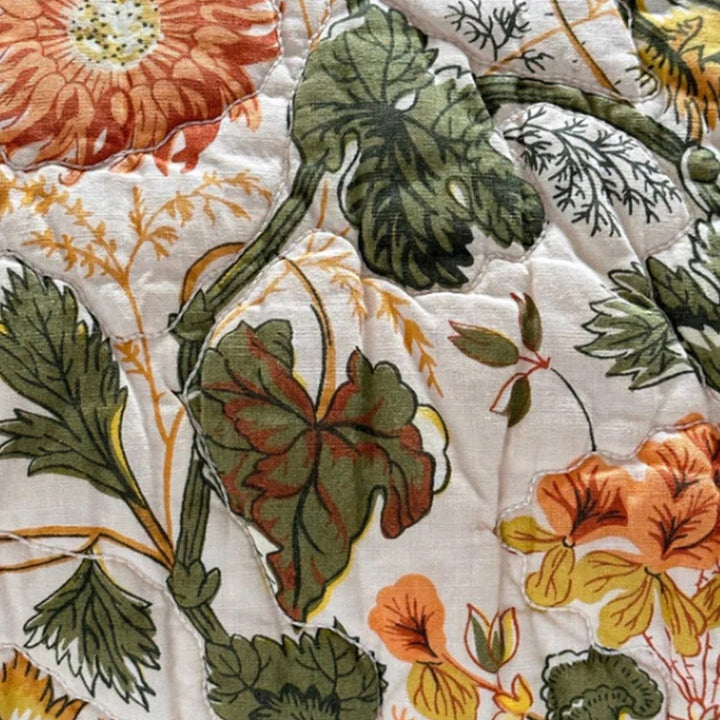 Vintage 1970s Floral Quilt Pillow 24" x 24"