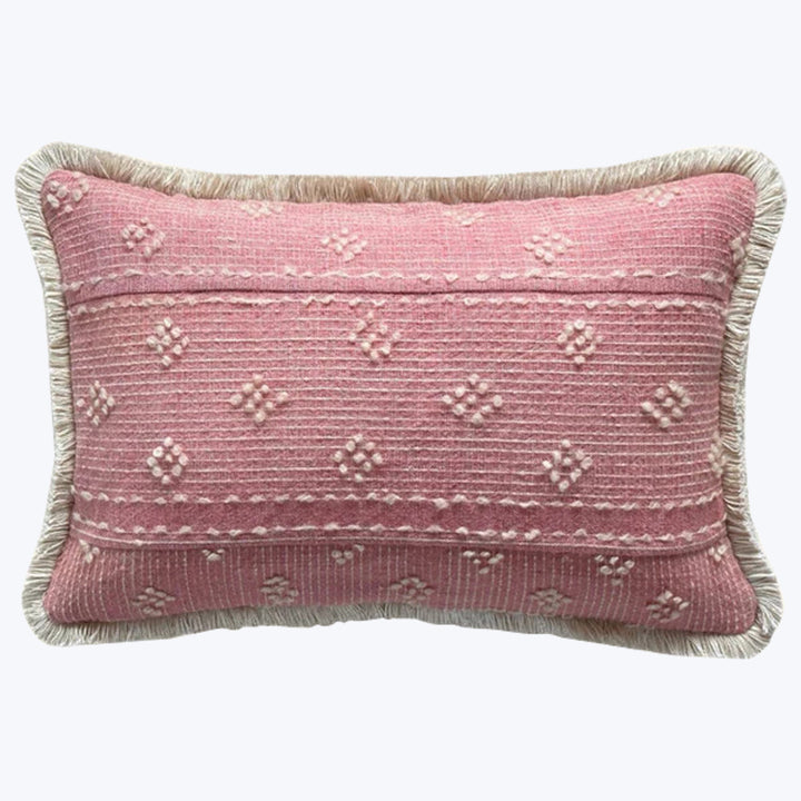 Vintage Handspun Wool Lumbar Pillow, Geometric