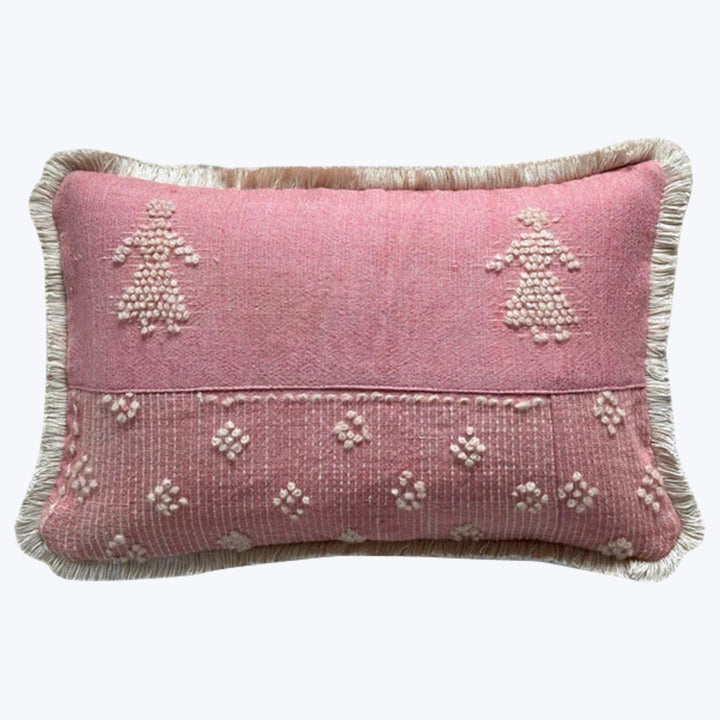 Vintage Handspun Wool Lumbar Pillow, Figures