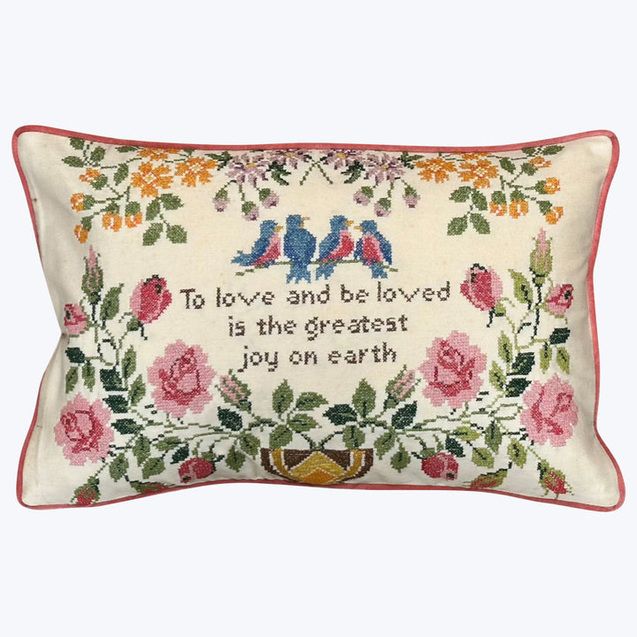 Vintage Cross Stitch Lumbar Pillow