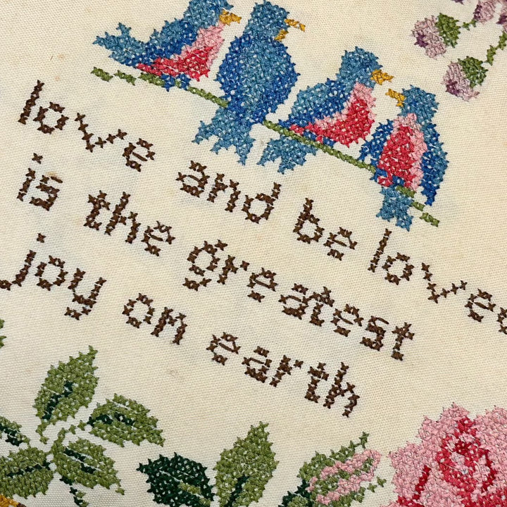 Vintage Cross Stitch Lumbar Pillow