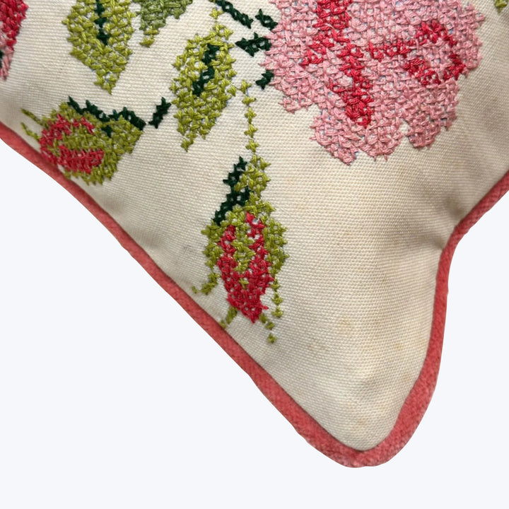 Vintage Cross Stitch Lumbar Pillow