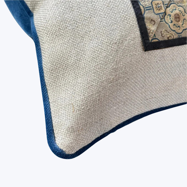 Vintage Silk Embroidery Lumbar Pillow