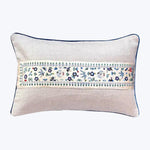 Vintage Silk Embroidery Lumbar Pillow, Floral Scroll