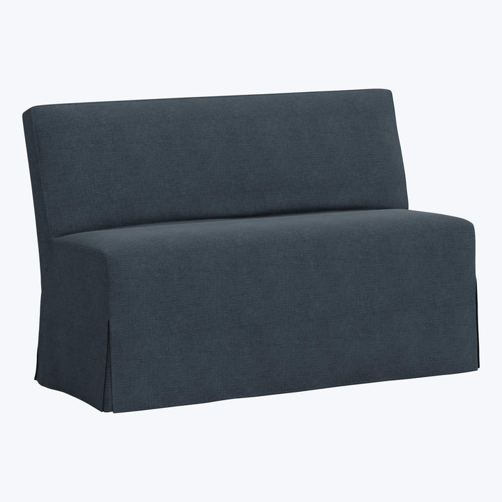 Rye Slipcover Dining Banquette Linen Navy