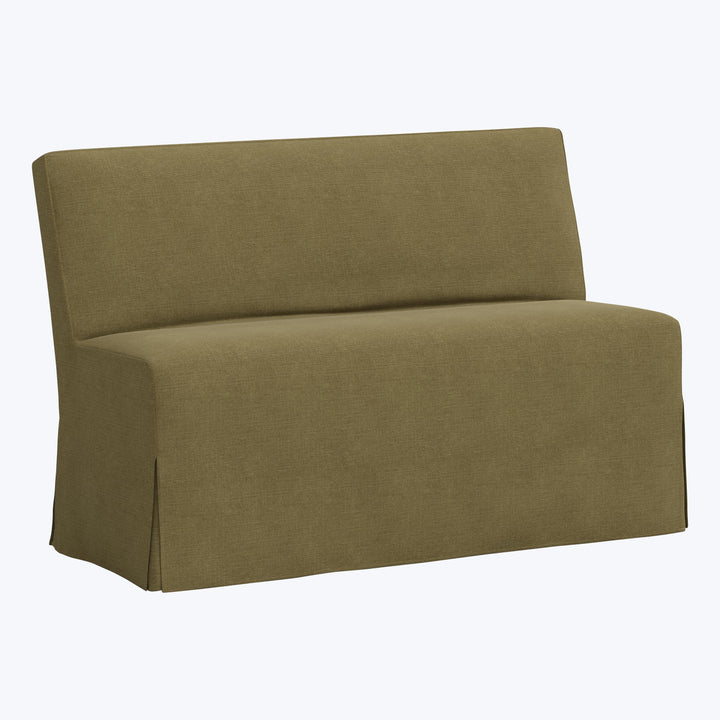 Rye Slipcover Dining Banquette Linen Olive