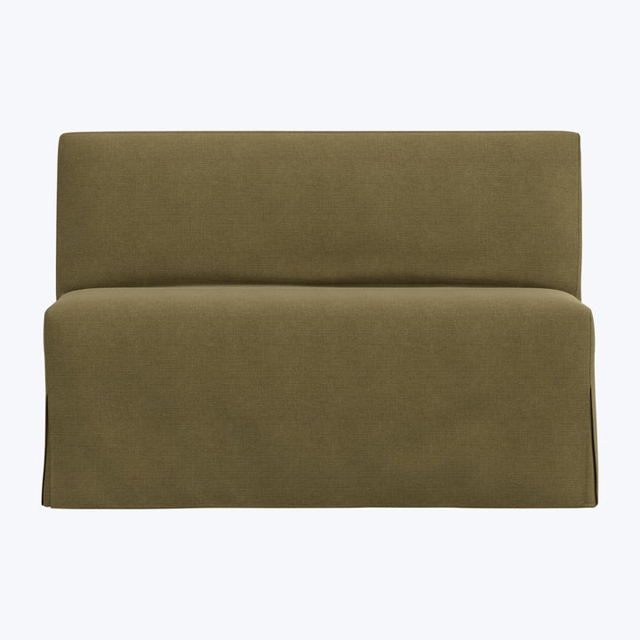 Rye Slipcover Dining Banquette Linen Olive