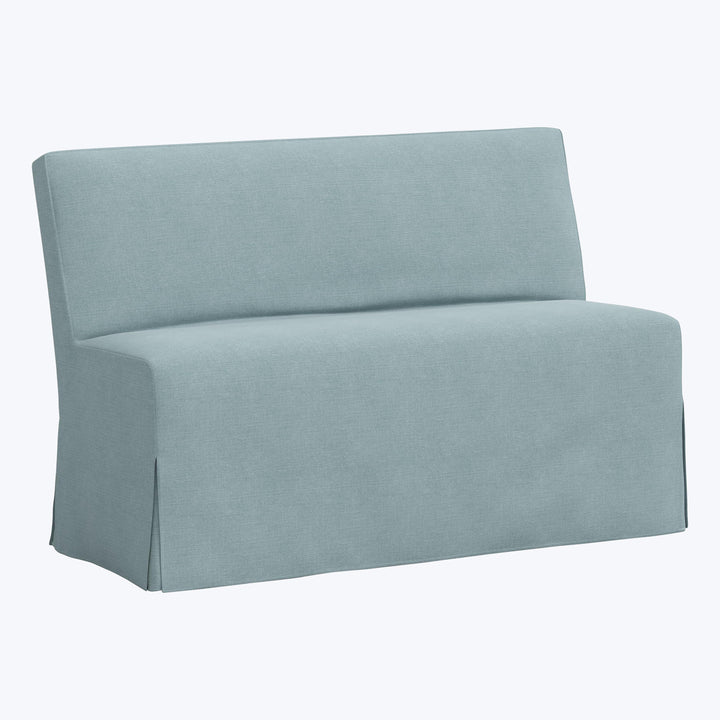 Rye Slipcover Dining Banquette Linen Seaglass