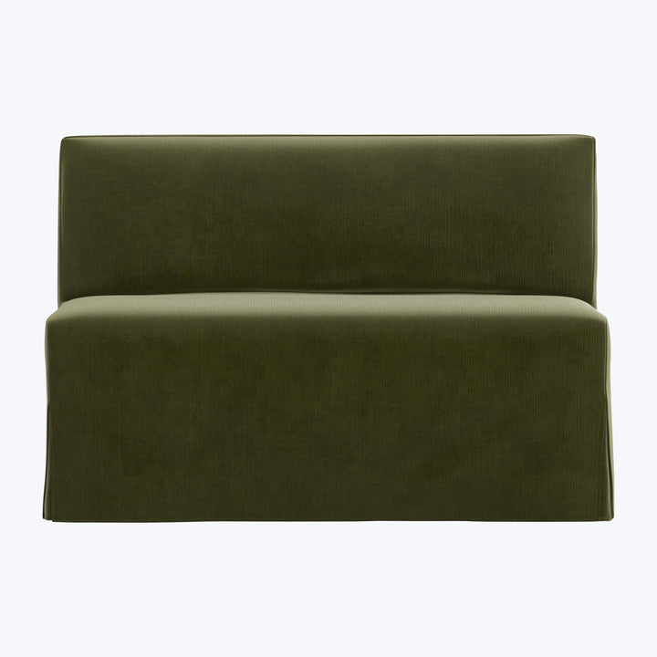 Rye Slipcover Dining Banquette Performance Velvet Moss