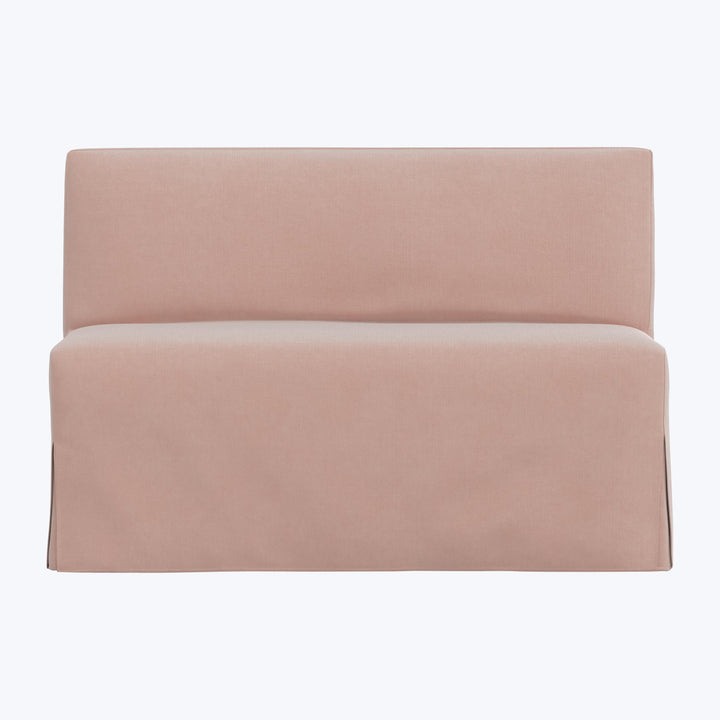 Rye Slipcover Dining Banquette Performance Velvet Pink Champagne