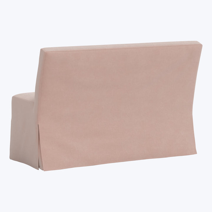 Rye Slipcover Dining Banquette Performance Velvet Pink Champagne