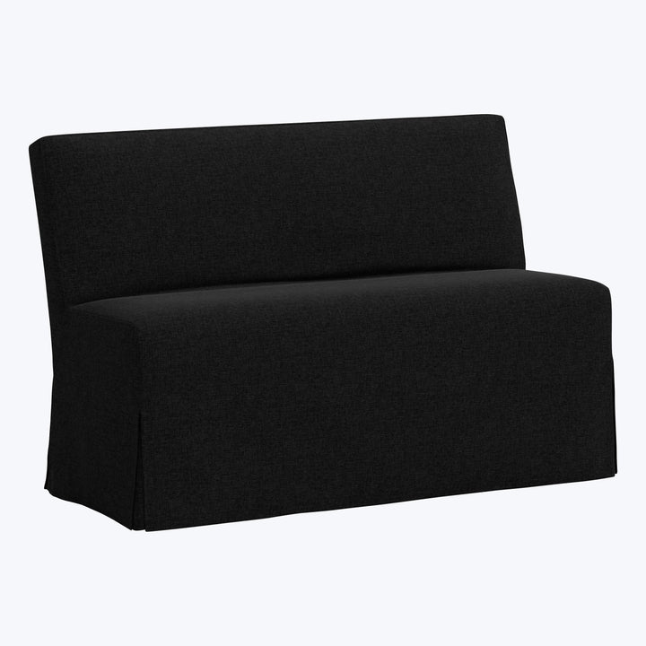 Rye Slipcover Dining Banquette Zuma Linen Black