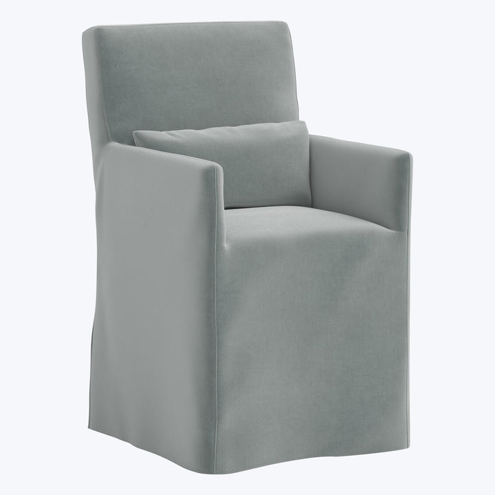 Rye Slipcover Dining Armchair Performance Velvet Lichen