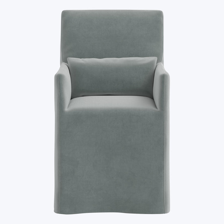 Rye Slipcover Dining Armchair Performance Velvet Lichen