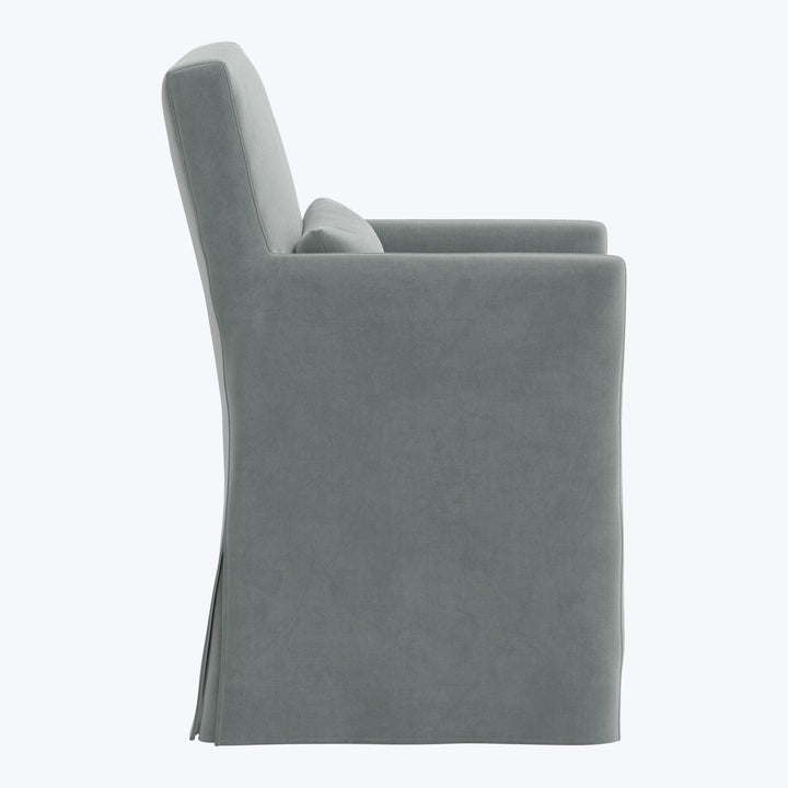 Rye Slipcover Dining Armchair Performance Velvet Lichen