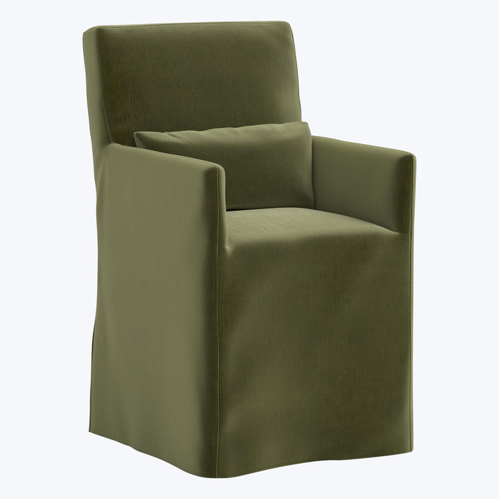 Rye Slipcover Dining Armchair Performance Velvet Moss