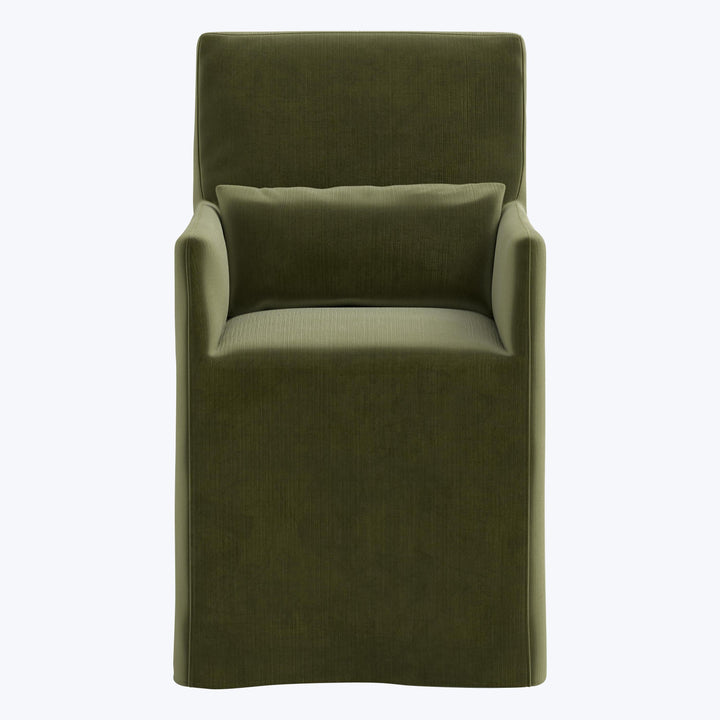 Rye Slipcover Dining Armchair Performance Velvet Moss