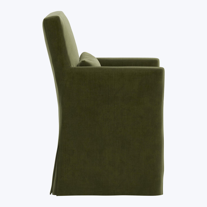 Rye Slipcover Dining Armchair Performance Velvet Moss